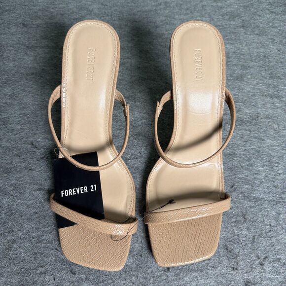 Forever 21 Shoes - Forever 21 Two Strap Slip-on Stiletto Heels in Nude - sz 10 (NEW)